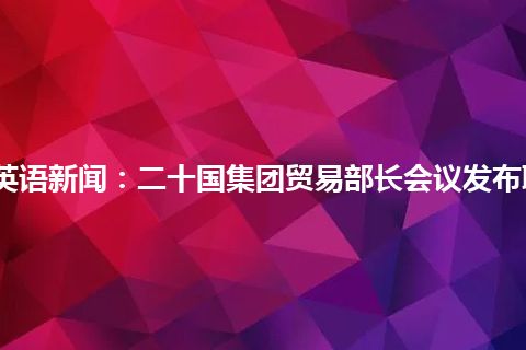 CCTV9英语新闻：二十国集团贸易部长会议发布联合声明