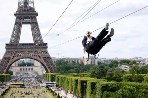 You can now take a zipline off the Eiffel Tower