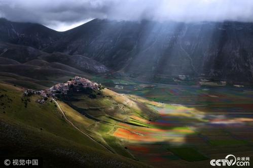 Flowery valleys in the village of Castelluccio, Italy