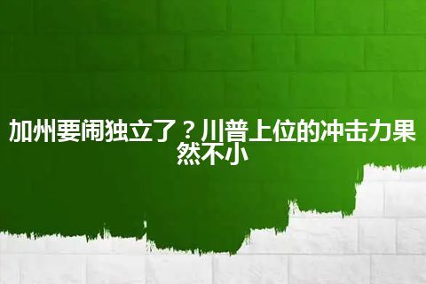 加州要闹独立了？川普上位的冲击力果然不小