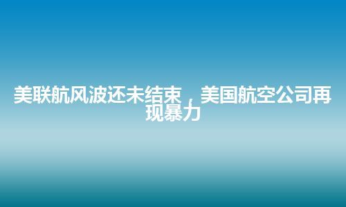 美联航风波还未结束，美国航空公司再现暴力