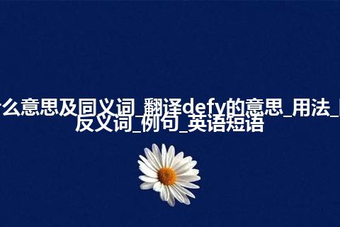 defy什么意思及同义词_翻译defy的意思_用法_同义词_反义词_例句_英语短语