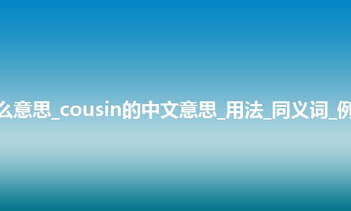 cousin是什么意思_cousin的中文意思_用法_同义词_例句_英语短语