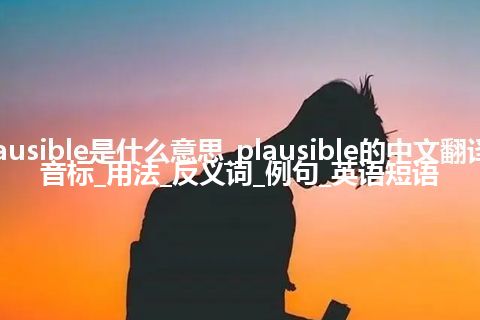 plausible是什么意思_plausible的中文翻译及音标_用法_反义词_例句_英语短语