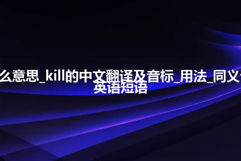 kill是什么意思_kill的中文翻译及音标_用法_同义词_例句_英语短语