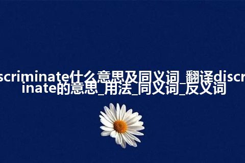 discriminate什么意思及同义词_翻译discriminate的意思_用法_同义词_反义词