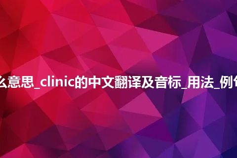 clinic是什么意思_clinic的中文翻译及音标_用法_例句_英语短语