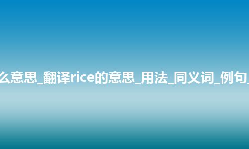 rice是什么意思_翻译rice的意思_用法_同义词_例句_英语短语