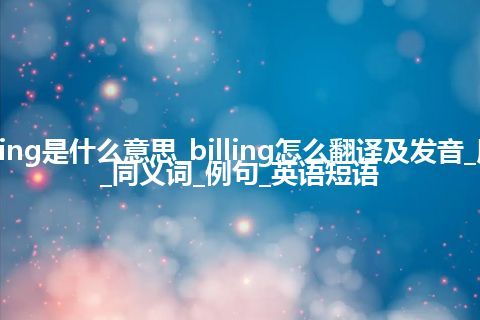 billing是什么意思_billing怎么翻译及发音_用法_同义词_例句_英语短语