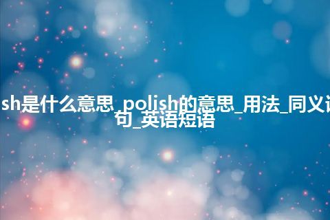 polish是什么意思_polish的意思_用法_同义词_例句_英语短语