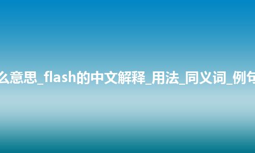 flash是什么意思_flash的中文解释_用法_同义词_例句_英语短语