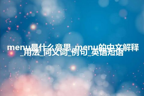 menu是什么意思_menu的中文解释_用法_同义词_例句_英语短语