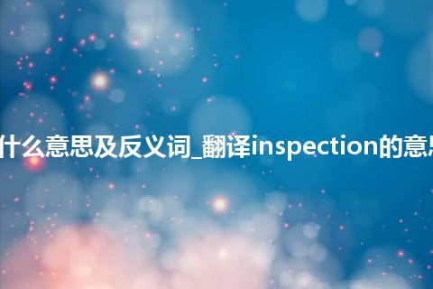 inspection是什么意思及反义词_翻译inspection的意思_用法_同义词