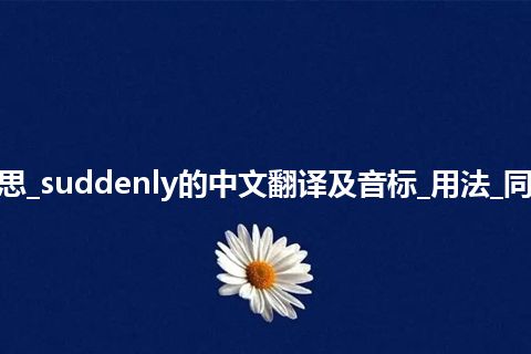 suddenly是什么意思_suddenly的中文翻译及音标_用法_同义词_例句_英语短语