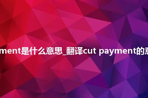 cut payment是什么意思_翻译cut payment的意思_用法