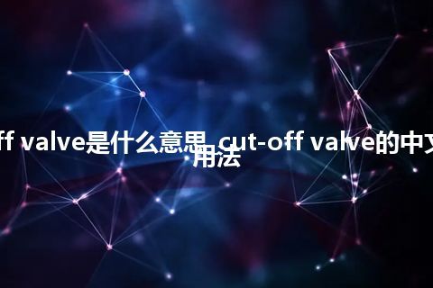 cut-off valve是什么意思_cut-off valve的中文意思_用法