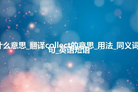 collect是什么意思_翻译collect的意思_用法_同义词_反义词_例句_英语短语