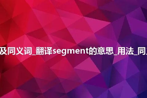 segment什么意思及同义词_翻译segment的意思_用法_同义词_例句_英语短语