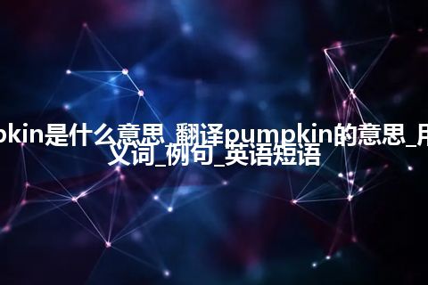 pumpkin是什么意思_翻译pumpkin的意思_用法_同义词_例句_英语短语