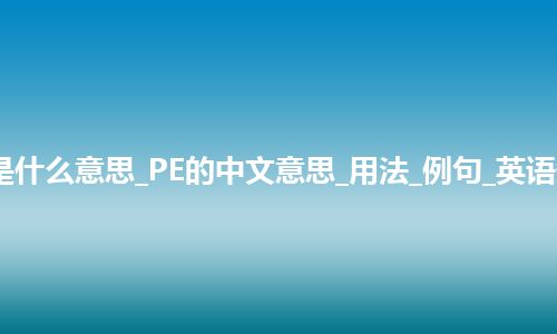 PE是什么意思_PE的中文意思_用法_例句_英语短语