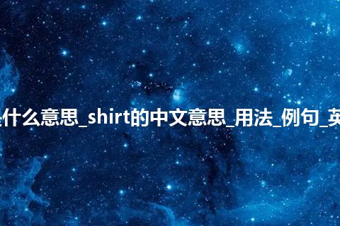 shirt是什么意思_shirt的中文意思_用法_例句_英语短语