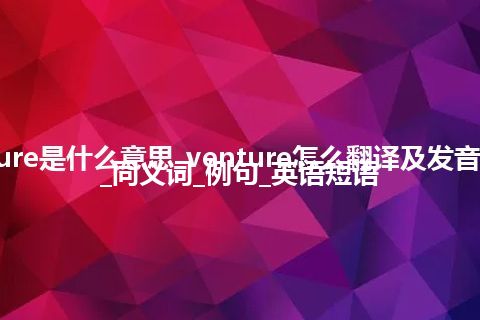 venture是什么意思_venture怎么翻译及发音_用法_同义词_例句_英语短语