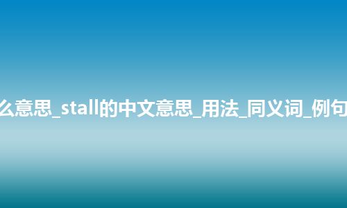 stall是什么意思_stall的中文意思_用法_同义词_例句_英语短语