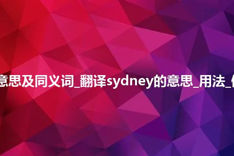 sydney什么意思及同义词_翻译sydney的意思_用法_例句_英语短语