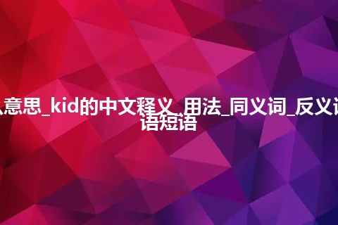 kid是什么意思_kid的中文释义_用法_同义词_反义词_例句_英语短语