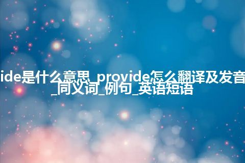 provide是什么意思_provide怎么翻译及发音_用法_同义词_例句_英语短语