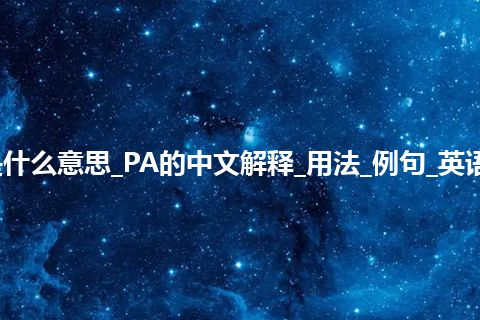 PA是什么意思_PA的中文解释_用法_例句_英语短语