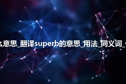 superb是什么意思_翻译superb的意思_用法_同义词_例句_英语短语