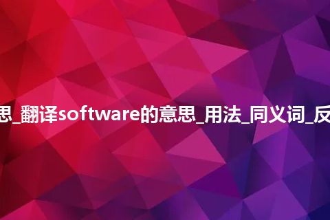 software是什么意思_翻译software的意思_用法_同义词_反义词_例句_英语短语