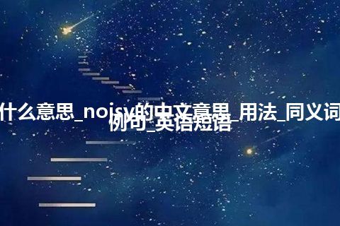 noisy是什么意思_noisy的中文意思_用法_同义词_反义词_例句_英语短语