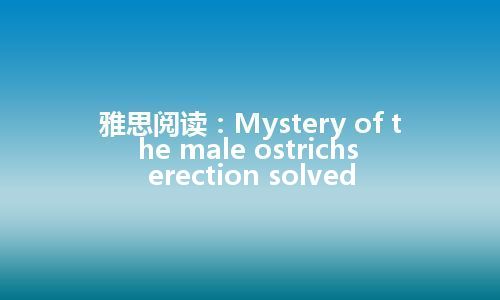 雅思阅读：Mystery of the male ostrichs erection solved