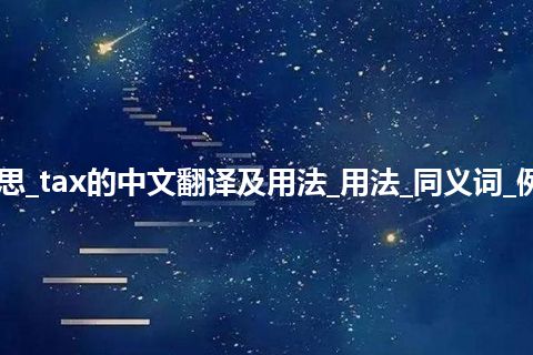 tax是什么意思_tax的中文翻译及用法_用法_同义词_例句_英语短语