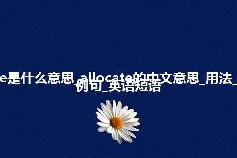 allocate是什么意思_allocate的中文意思_用法_同义词_例句_英语短语