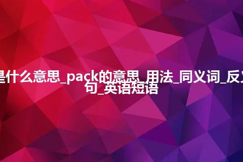 pack是什么意思_pack的意思_用法_同义词_反义词_例句_英语短语