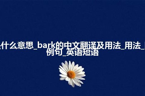 bark是什么意思_bark的中文翻译及用法_用法_同义词_例句_英语短语