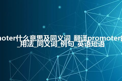 promoter什么意思及同义词_翻译promoter的意思_用法_同义词_例句_英语短语