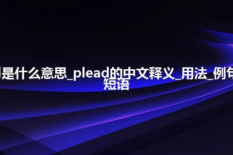 plead是什么意思_plead的中文释义_用法_例句_英语短语