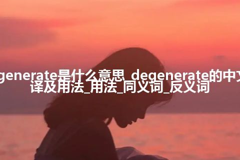 degenerate是什么意思_degenerate的中文翻译及用法_用法_同义词_反义词