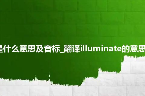 illuminate是什么意思及音标_翻译illuminate的意思_用法_同义词