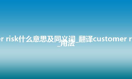 customer risk什么意思及同义词_翻译customer risk的意思_用法