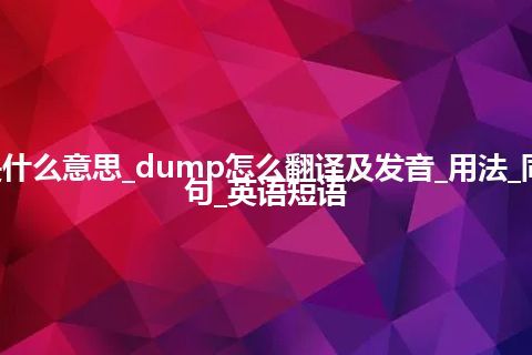 dump是什么意思_dump怎么翻译及发音_用法_同义词_例句_英语短语