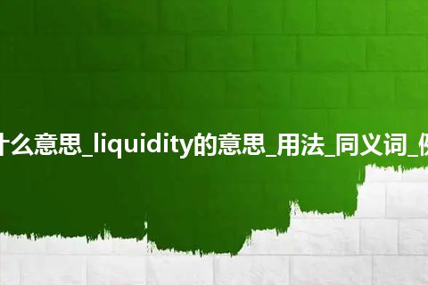 liquidity是什么意思_liquidity的意思_用法_同义词_例句_英语短语