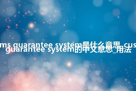 customs guarantee system是什么意思_customs guarantee system的中文意思_用法