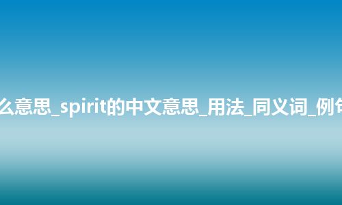 spirit是什么意思_spirit的中文意思_用法_同义词_例句_英语短语