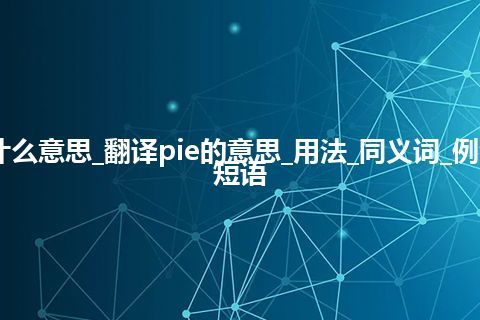 pie是什么意思_翻译pie的意思_用法_同义词_例句_英语短语