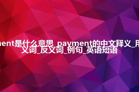 payment是什么意思_payment的中文释义_用法_同义词_反义词_例句_英语短语